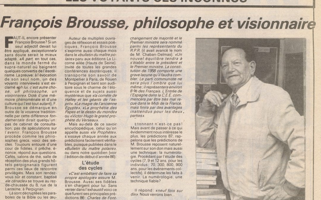 François Brousse philosophe et visionnaire – 25 décembre 1986
