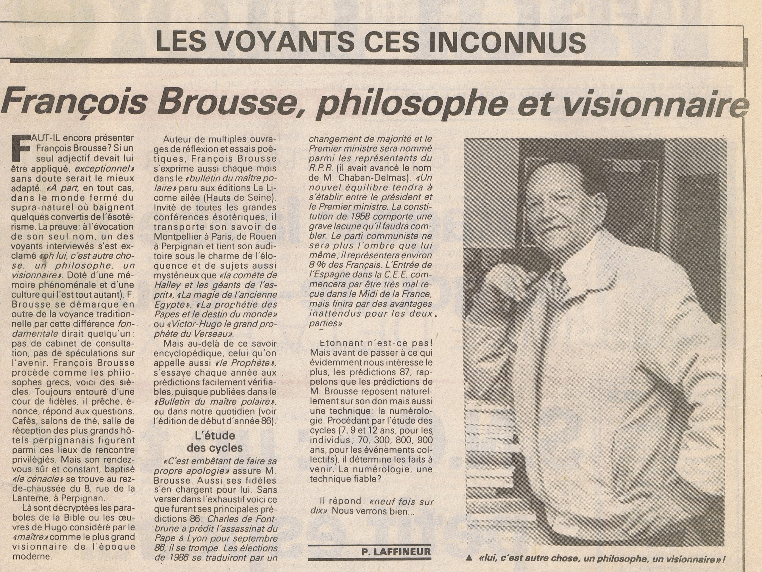 François Brousse philosophe et visionnaire – 25 décembre 1986