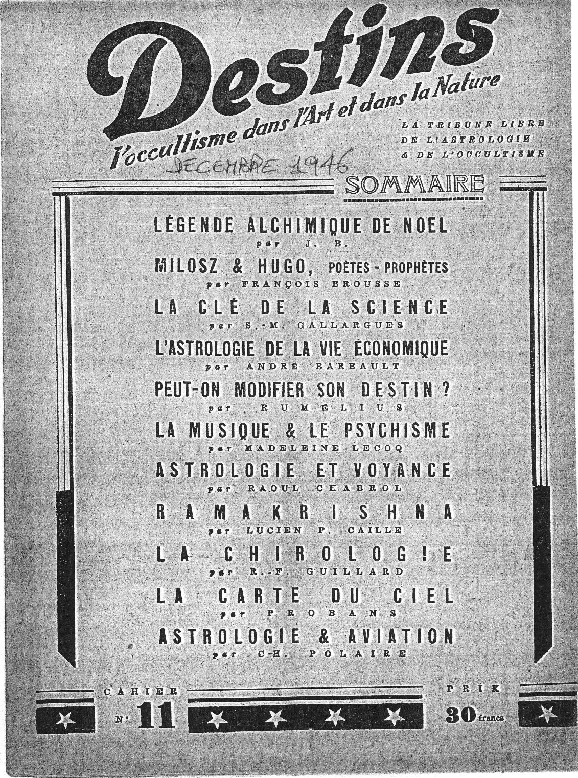 Revue Destins N°11 – Décembre 1946