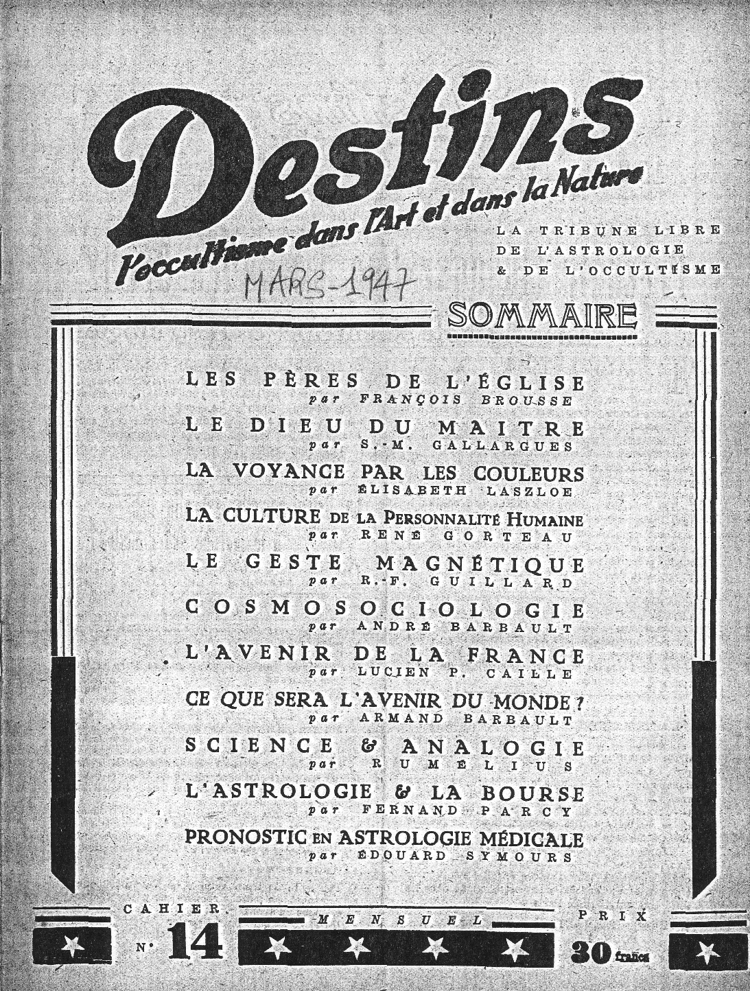 Revue Destins N°14 – Mars 1947
