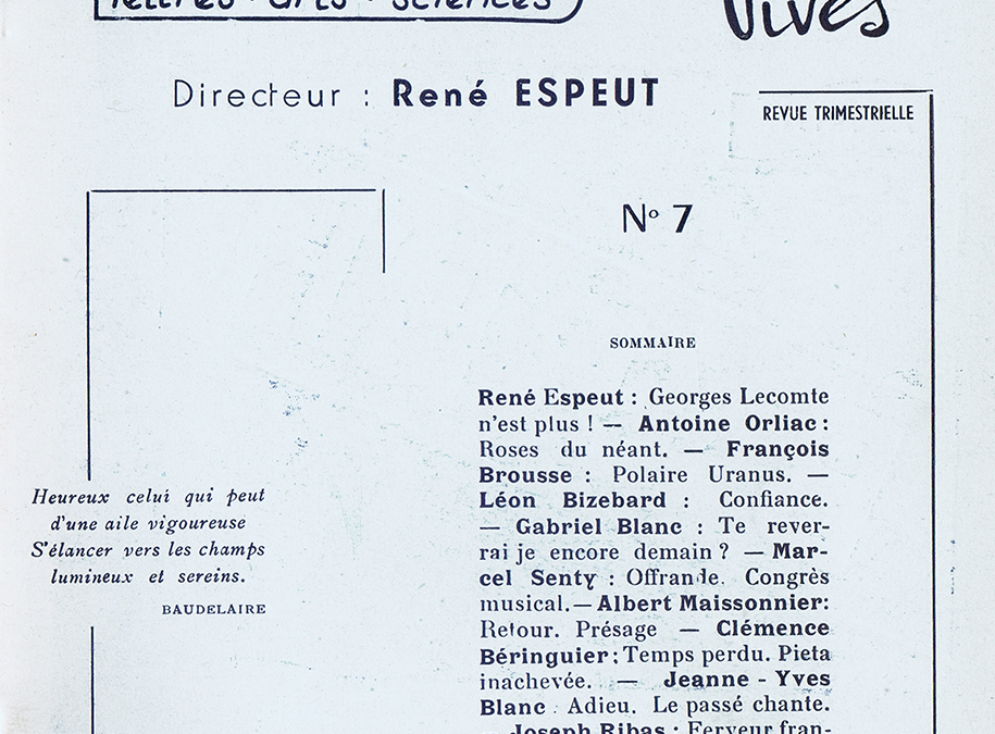 Revue Sources Vives N°7 – Été 1958