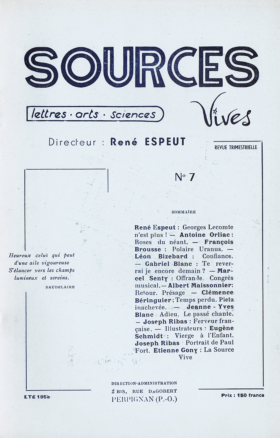 Revue Sources Vives N°7 – Été 1958
