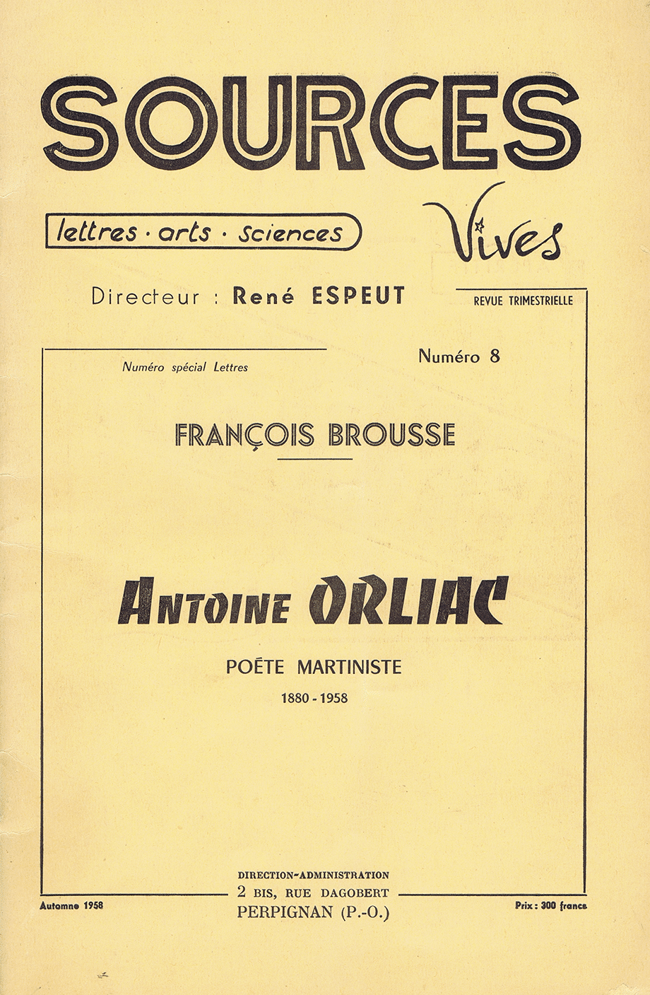 Revue Sources Vives N°8 – Automne 1958