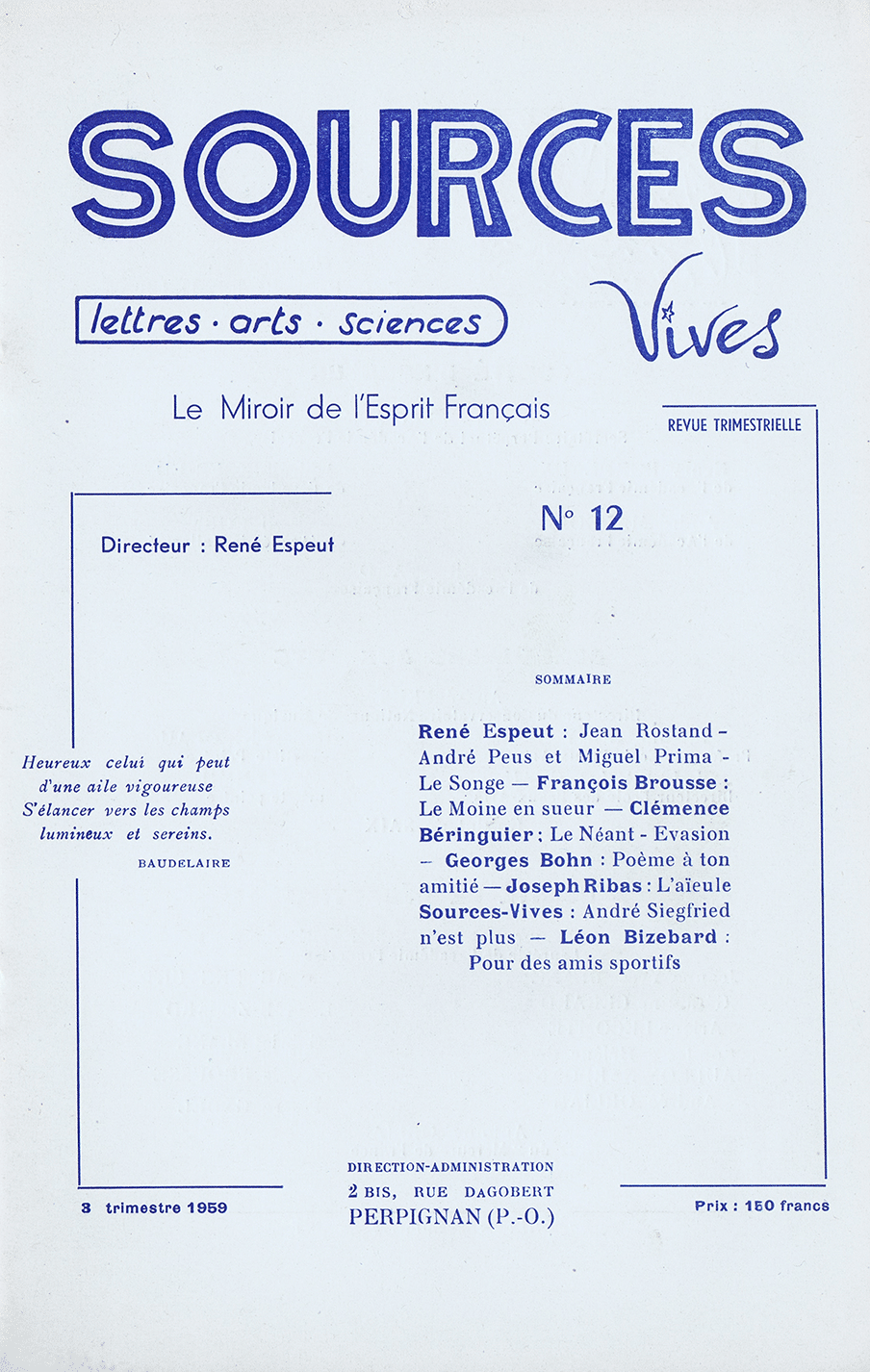 Revue Sources Vives N°12 – Été 1959