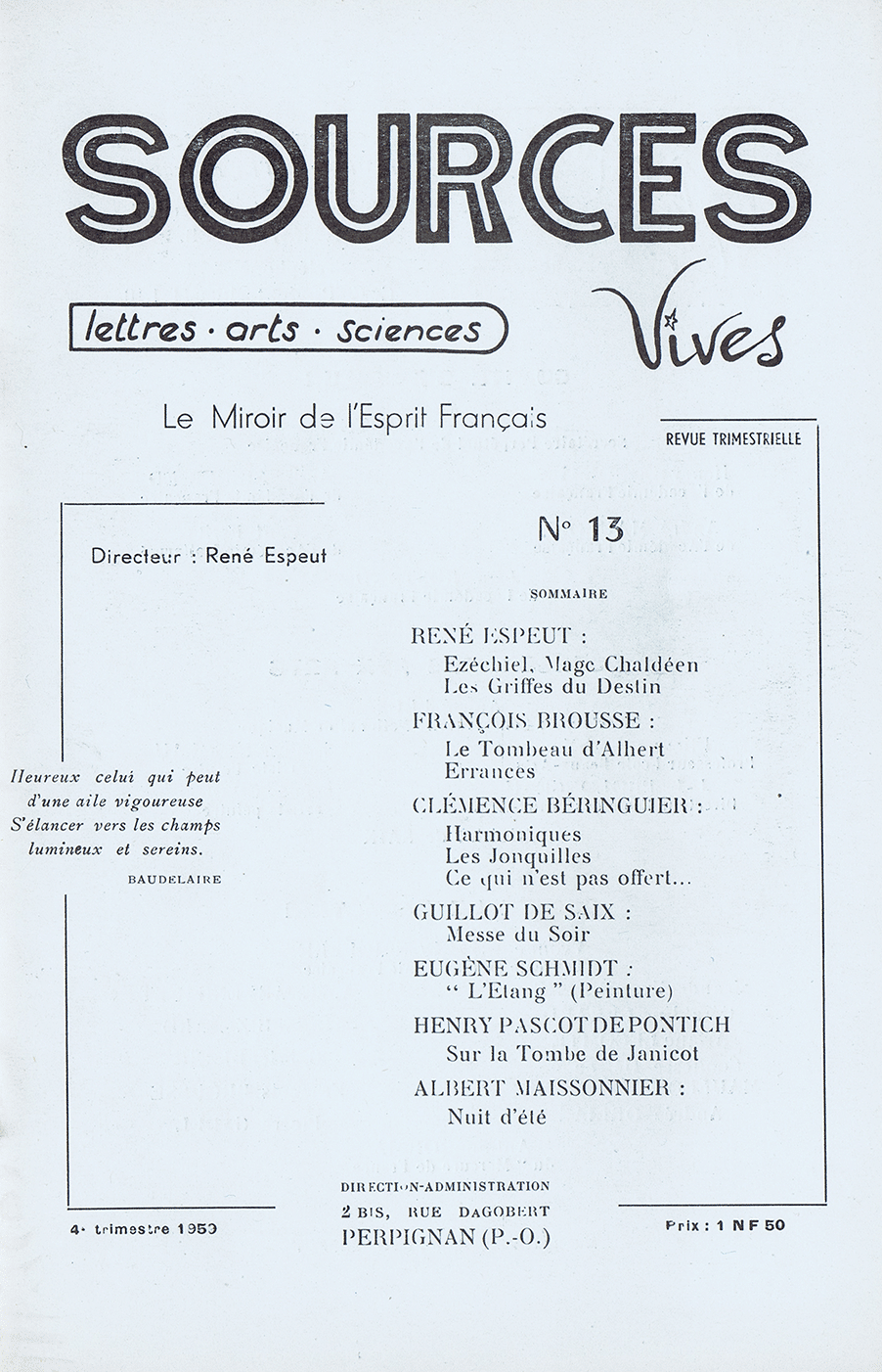 Revue Sources Vives N°13 – Automne 1959