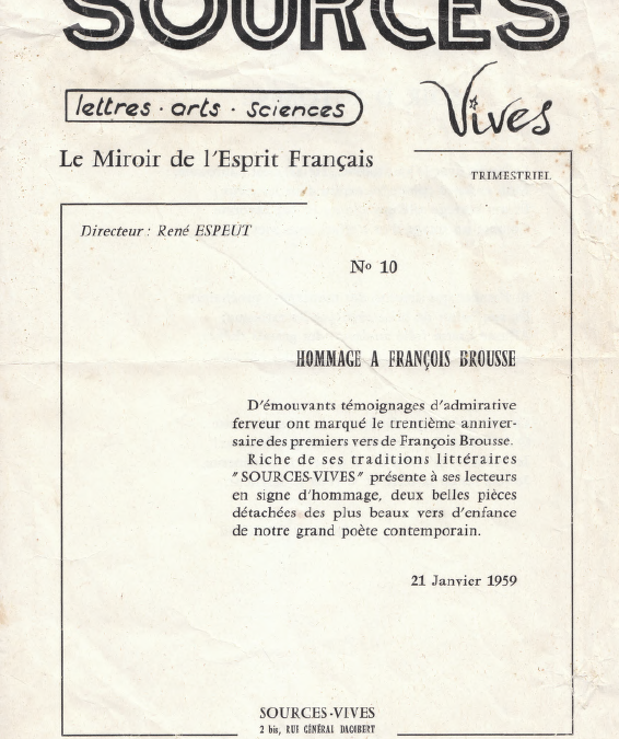 Revue Sources Vives N°10 – 21 janvier 1959