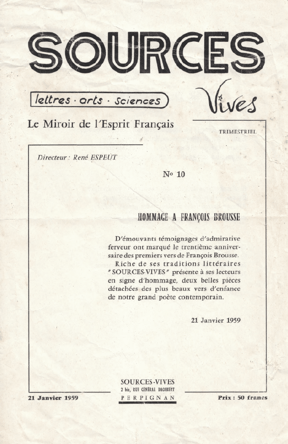 Revue Sources Vives N°10 – 21 janvier 1959